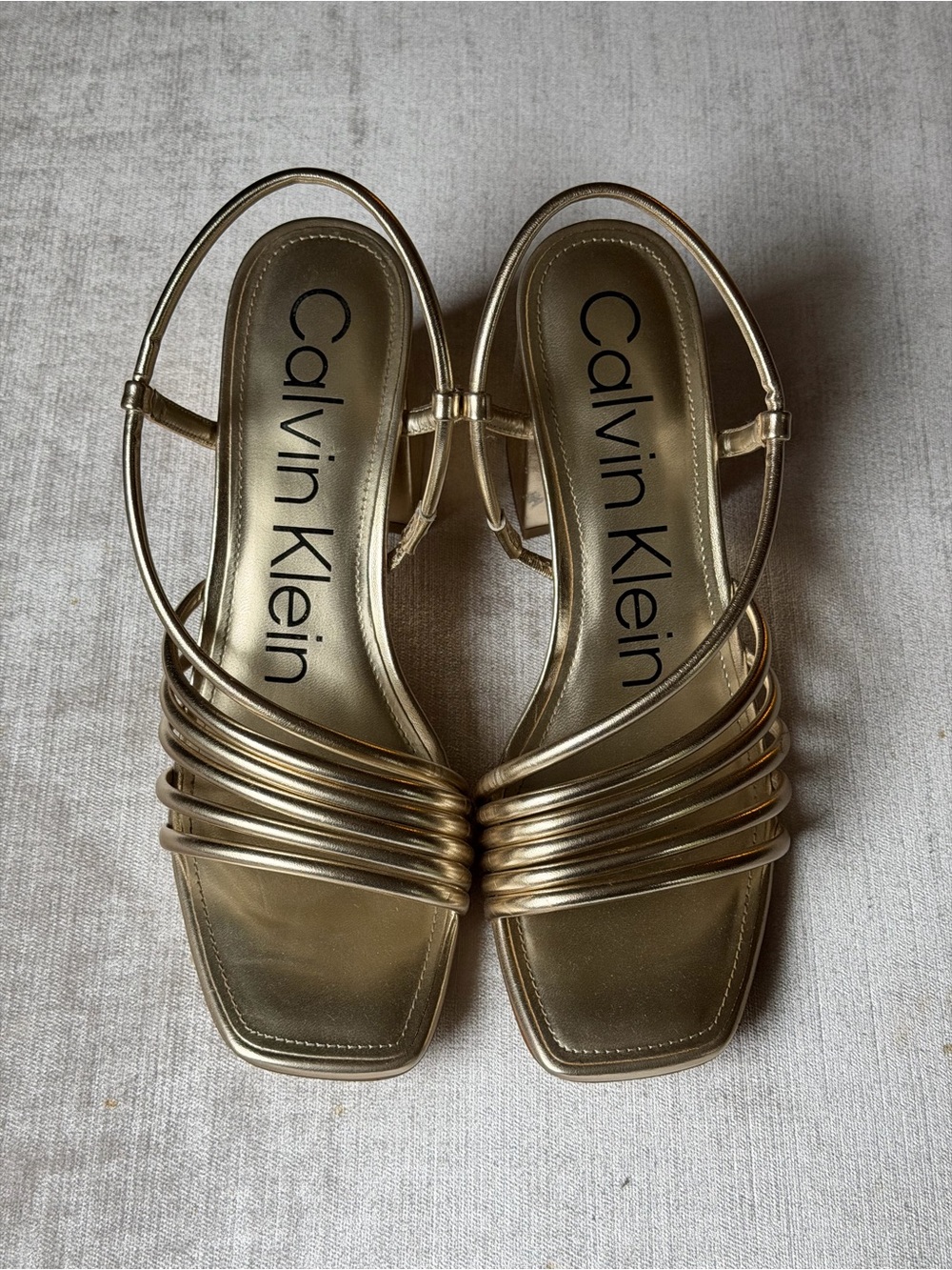 Calvin Klein Women's Gold Strappy Slingback Sandals size 9.5M